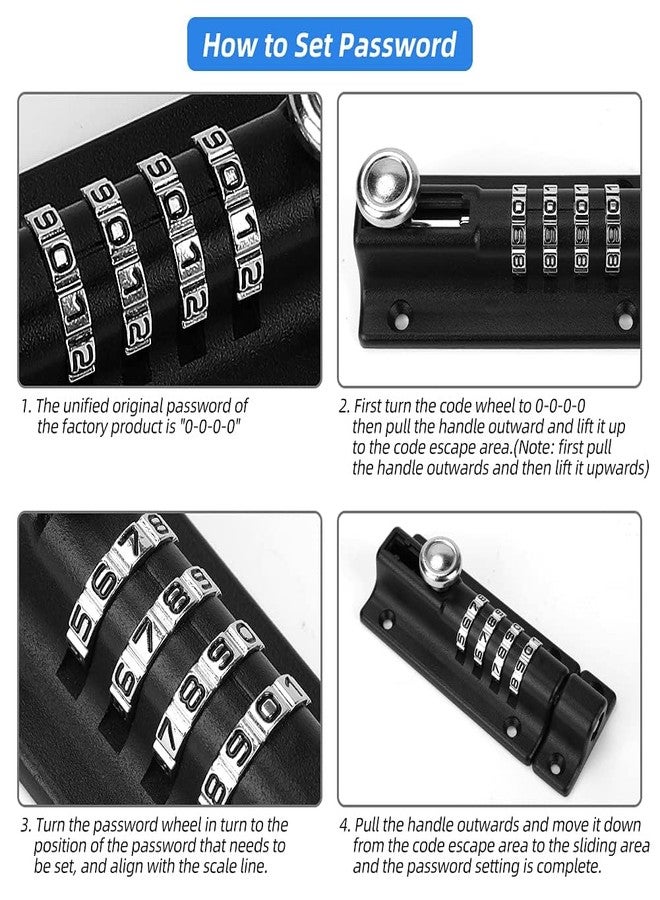 swabs® Combination Locking Bolt, Keyless Security Recodeable Combination Locking Bolt for Storage Cabinets for Shoe Racks for Mailboxes - Image 3